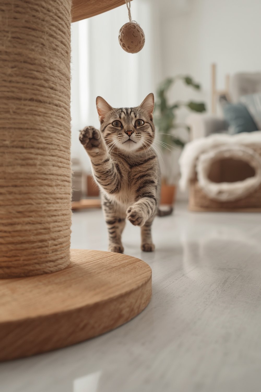cat scratcher in action