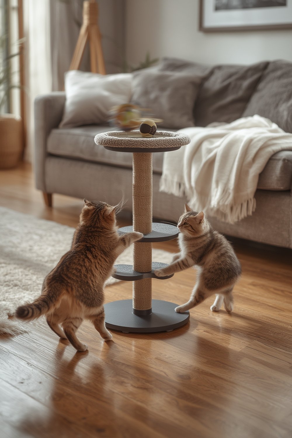 cat toy in action