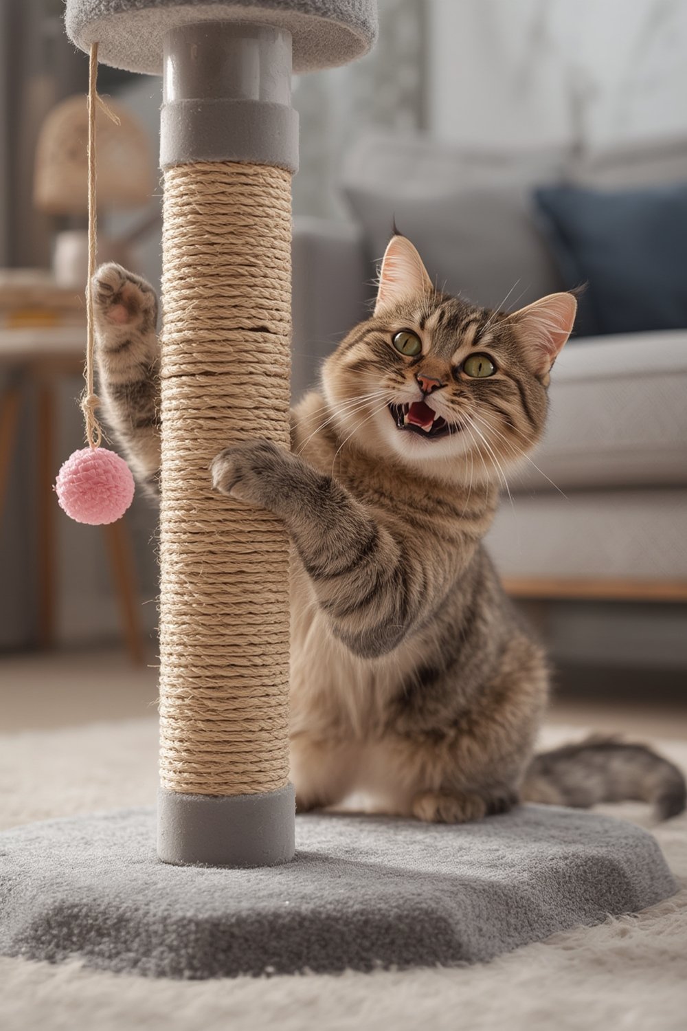 cat scratcher in action